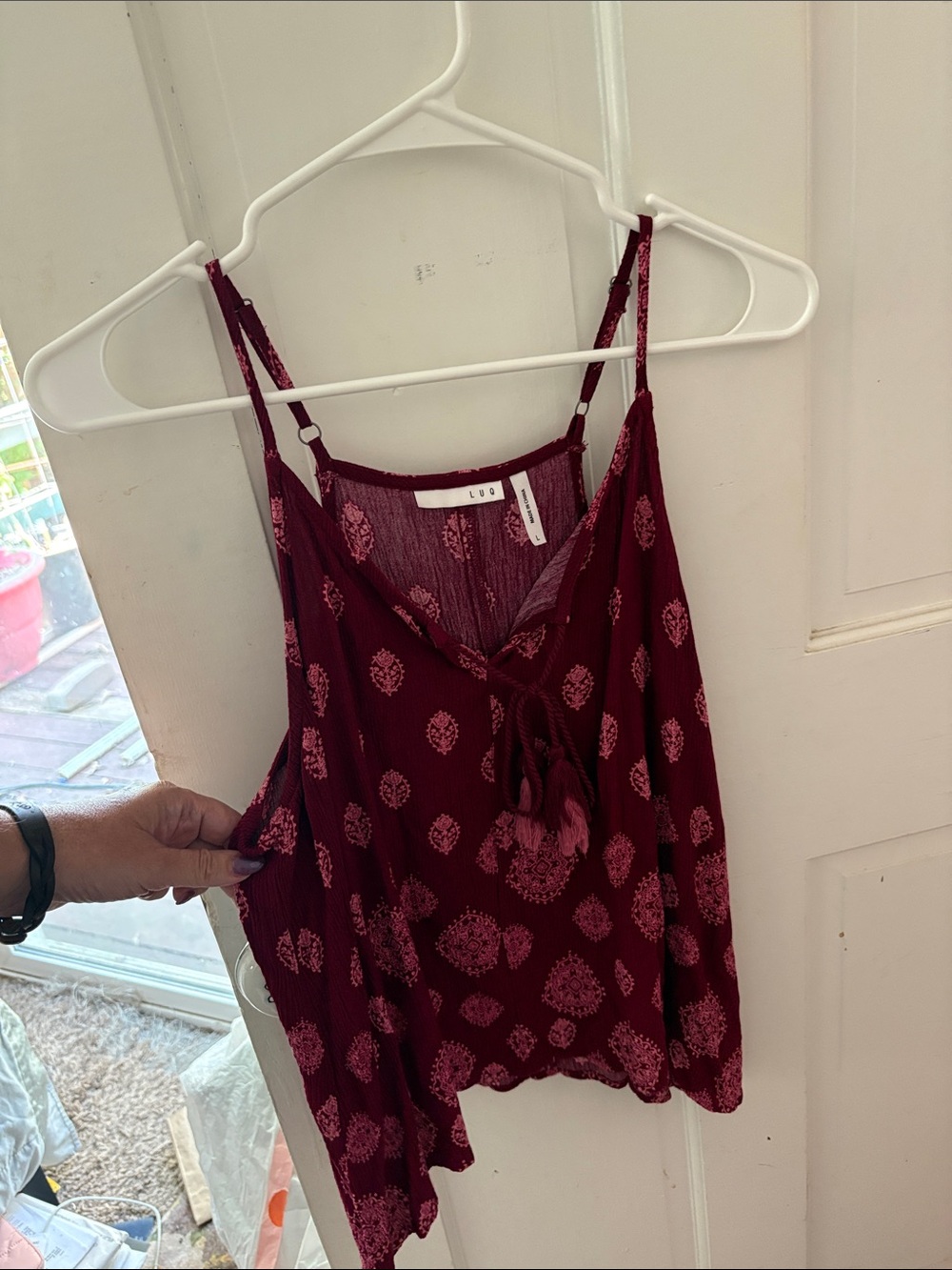 Lightweight Burgundy Paisley Tie-Front Camisole